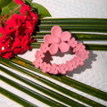 Matte Pastel Peach Pink Heart Multi-Flower Hair Claw Clip