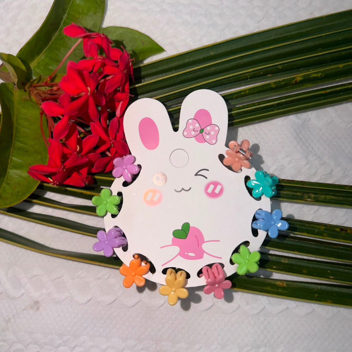 Pack of 10 Mini Glossy Multi-Color Flower Hair Claw Clips | Cute Pastel Tiny Hair Clutchers Set