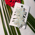 Pack of 2 Jelly Plumeria Flower Hair Side Pins – Pastel Peach  and White Gradient
