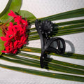 Black Matte Floral Sunflower Hair Claw Clip