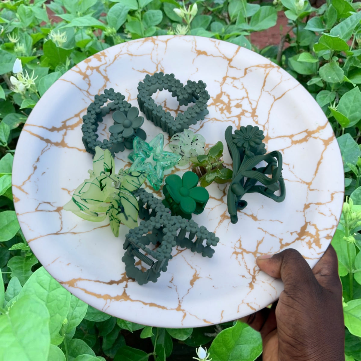 Forest Fern: Premium Matcha & Emerald Green Hair Accessories Set