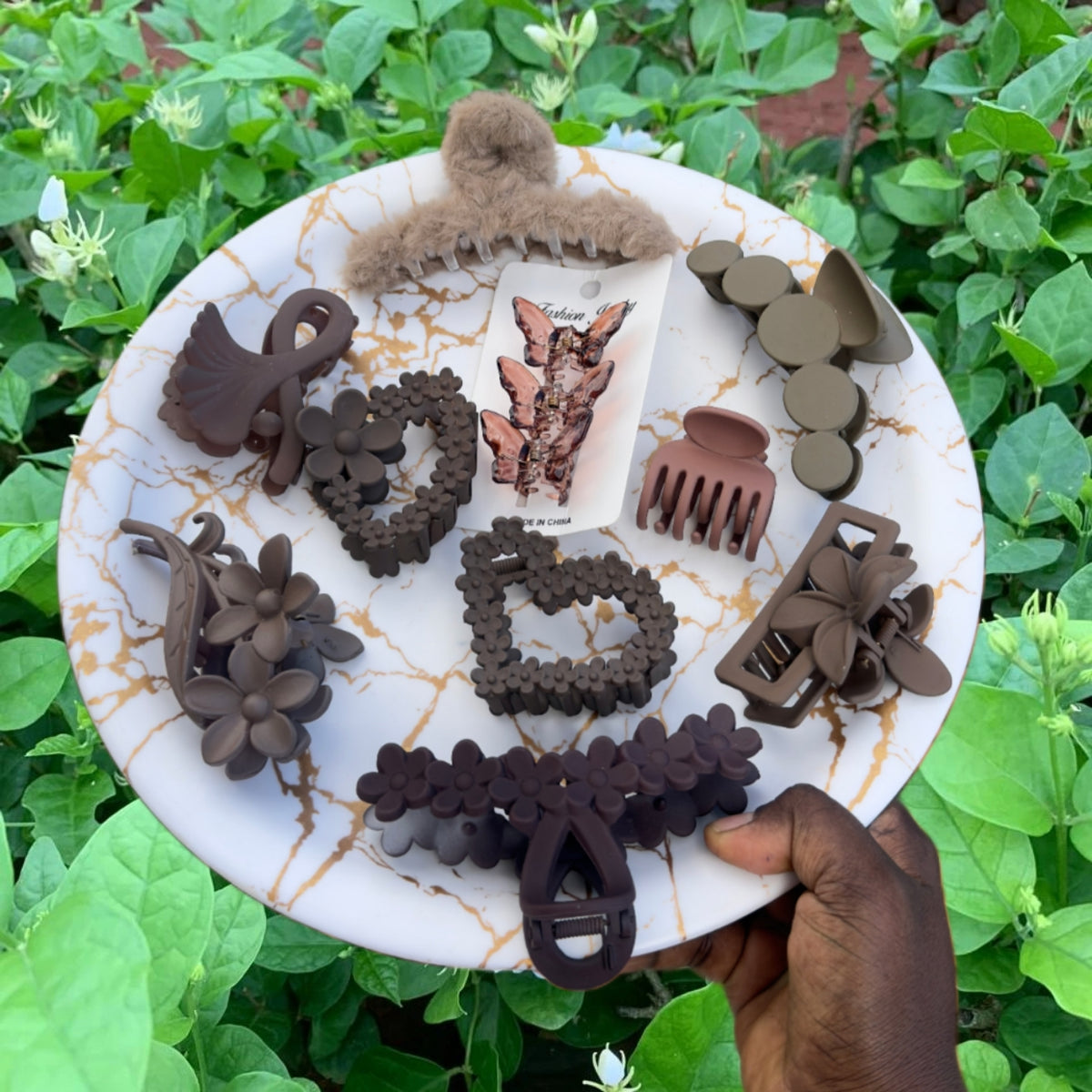 Espresso Rich: Premium Dark Chocolate & Brown Hair Accessories Set