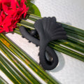 Matte Midnight Black Ginkgo Leaf Hair Claw Clip | Premium Non-Slip Hair Clutcher