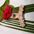 Matte Nude Beige Multi-Flower Long Hair Claw Clip
