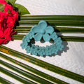 Matte Ocean Blue Heart Multi-Flower Hair Claw Clip