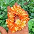 Luxurious Silk Satin Tangerine Orange Scrunchie - Elegant Soft Elastic Hair Tie